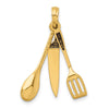 14K 3-D Black Enamel Butcher Knife, Spoon and Spatula Moveable Charm