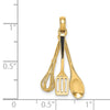 14K 3-D Black Enamel Spatula, Wooden Spoon, Whisk Moveable Charm