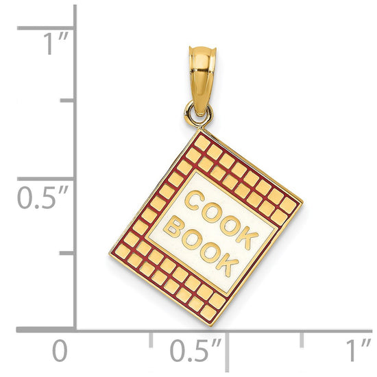 14K Red and White Enameled 3-D Cook Book Charm