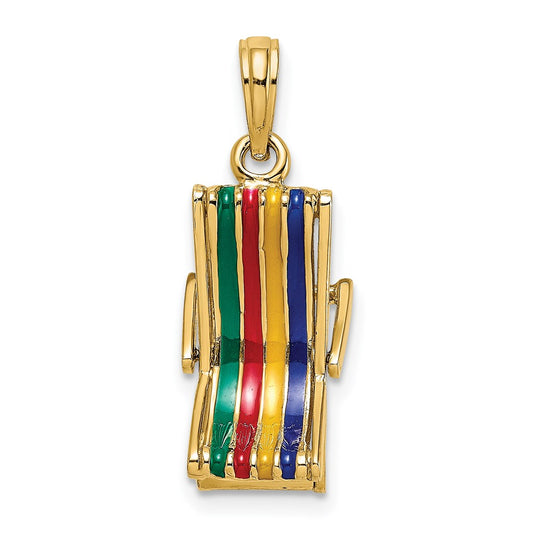 14K 3-D Multi-Color Enameled Beach Lounge with Moveable Support Chair Charm