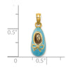 14k Blue Enameled 3-D Baby Shoe with Bow Pendant