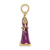 14K 3-D Purple Enameled Dress with Moveable Dangle Shoe Charm