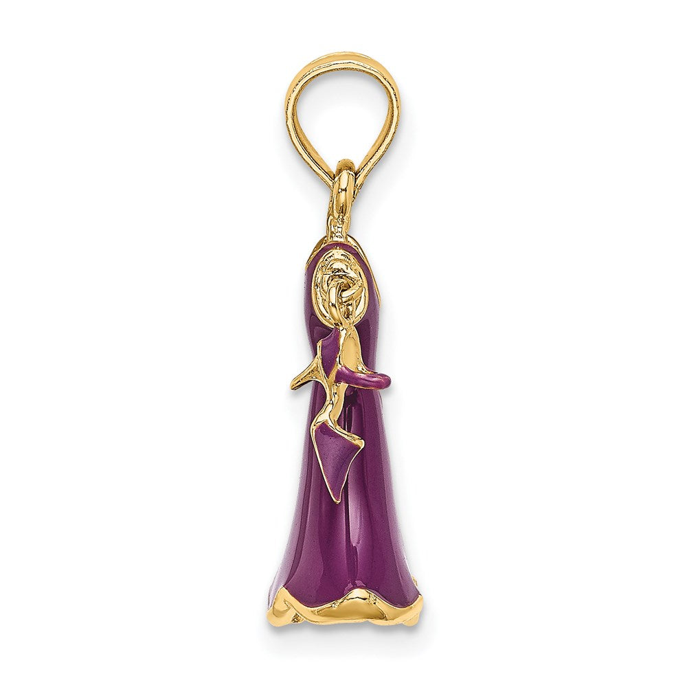 14K 3-D Purple Enameled Dress with Moveable Dangle Shoe Charm