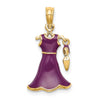 14K 3-D Purple Enameled Dress with Moveable Dangle Shoe Charm