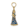 14K 3-D Blue Floral Enameled Dress with Moveable Dangle Shoe Charm