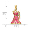 14K 3-D Pink Floral Enameled Dress with Moveable Dangle Shoe Charm