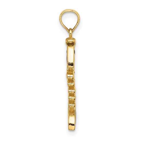 14k 3-D  Green Enamel Fish Bone Charm