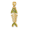 14k 3-D  Green Enamel Fish Bone Charm
