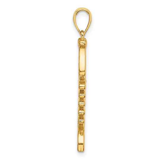 14k 3-D  Green Enamel Fish Bone Charm