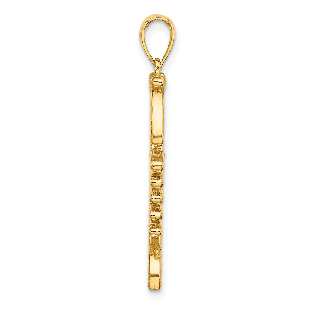 14k 3-D  Green Enamel Fish Bone Charm