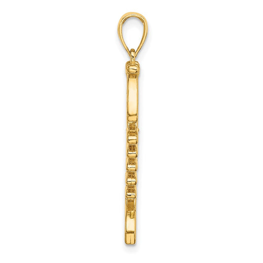 Gold 3D Green Enameled Fish Bone Pendant