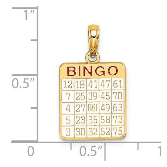 14K Enameled Bingo Card Charm