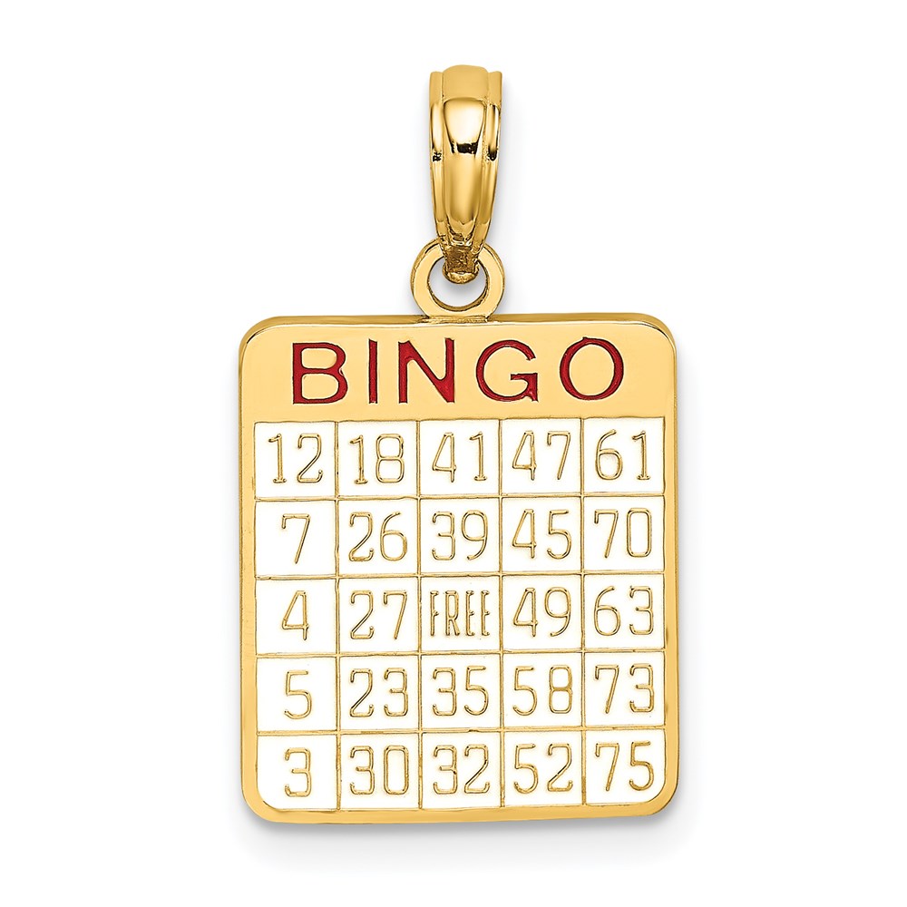 14K Enameled Bingo Card Charm