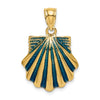 14K Blue Enamel Scallop Shell Charm