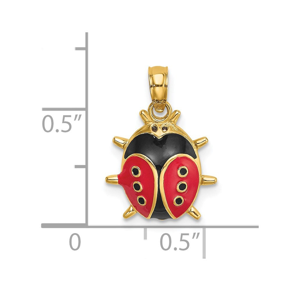 14K Red and Black Enameled Ladybug Charm