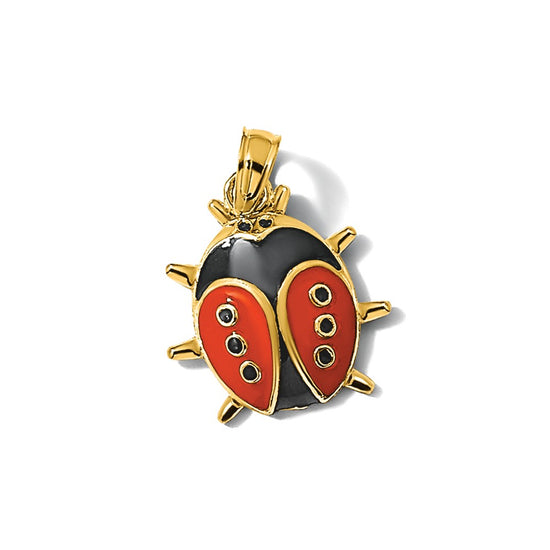 14K Red and Black Enameled Ladybug Charm
