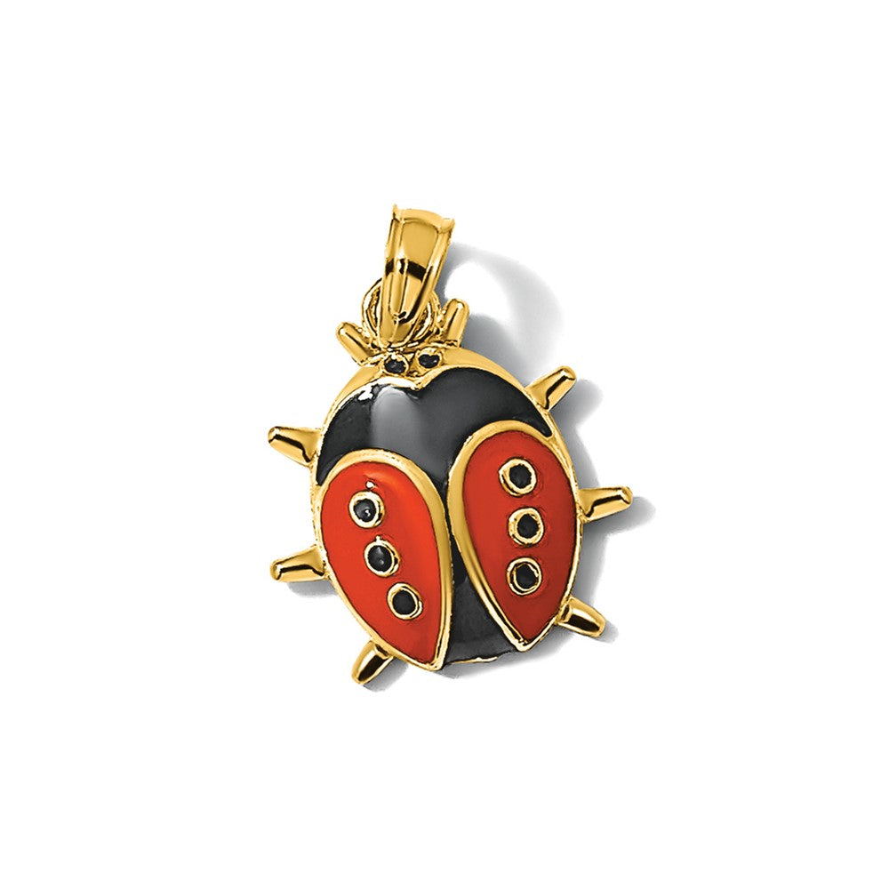 14K Red and Black Enameled Ladybug Charm