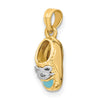 14K and White Rhodium 3-D Light Blue Enamel Baby Shoe Charm