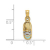 14K and White Rhodium 3-D Light Blue Enamel Baby Shoe Charm