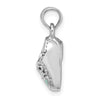 14K White Gold 3-D Light Blue Enamel Baby Shoe Charm