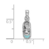 14K White Gold 3-D Light Blue Enamel Baby Shoe Charm