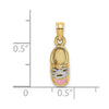 14K and White Rhodium 3-D Pink Enamel Baby Shoe Charm