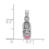 14K White Gold 3-D Pink Enamel Baby Shoe Charm