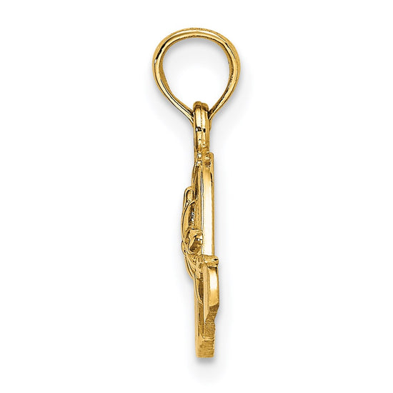 14K Polished 2-D Red Enamel Hat Charm