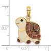 14K Brown, Tan and Black Enamel Cartoon Turtle Charm