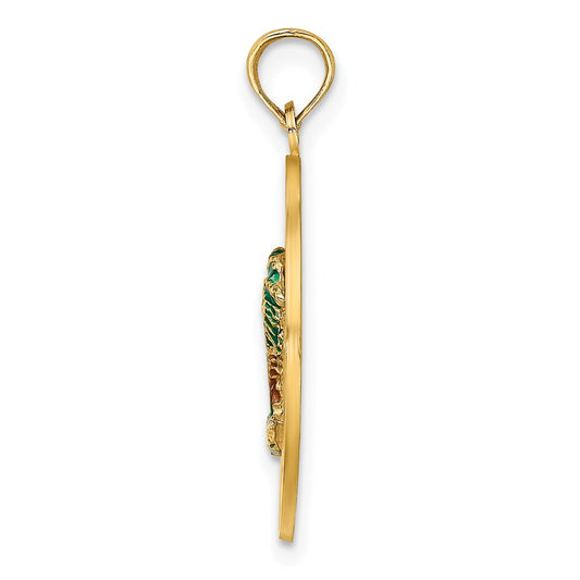 14K Enameled SARASOTA Circle Palm Tree Charm
