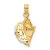 14k Textured Pink and White Enamel Conch Shell Pendant