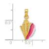 14k Textured Pink and White Enamel Conch Shell Pendant