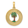 14K KEY WEST Enameled Palm Tree Circle Charm