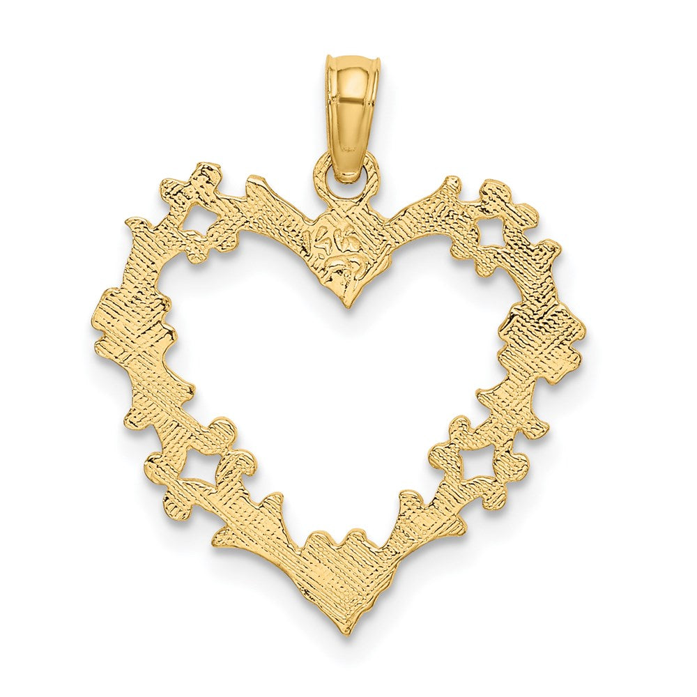 14K Cut-Out Floral Border Heart Charm