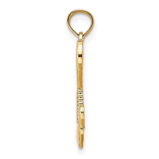 Gold Heart with Double Heart Tassle Pendant