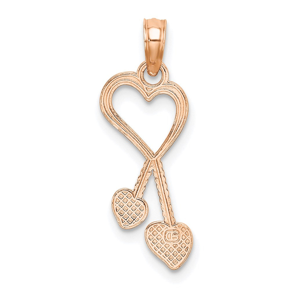 Gold Heart with Double Heart Tassle Pendant