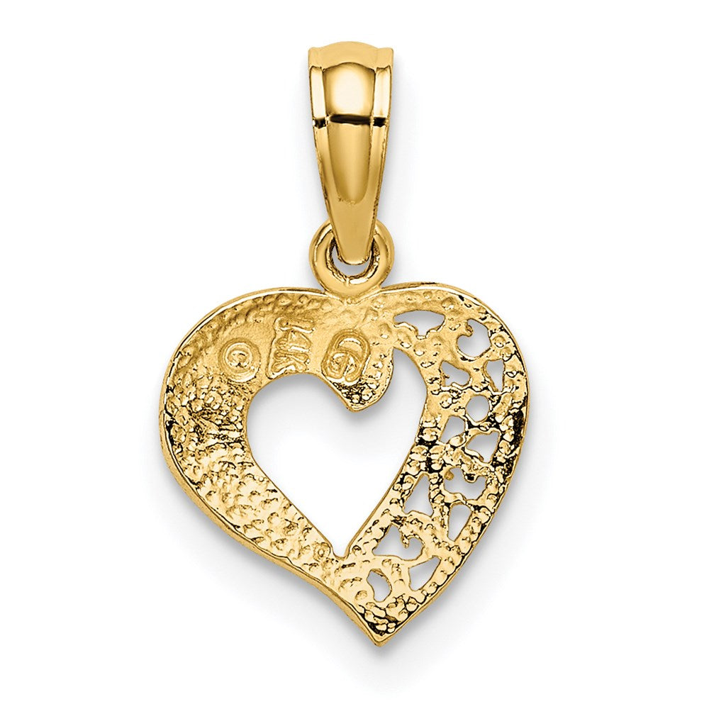14K Open Filigree Mini Heart Charm