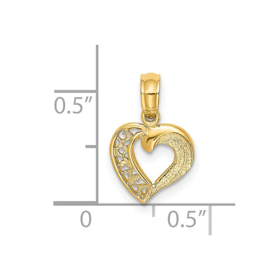 14K Open Filigree Mini Heart Charm