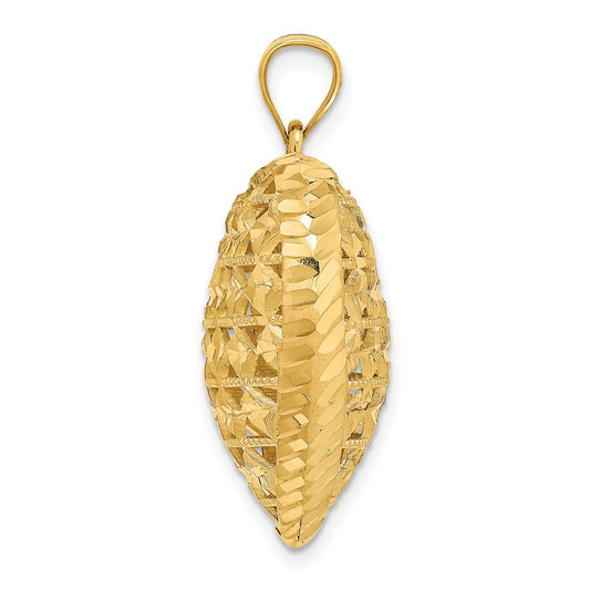 14K 3-D Filigree Diamond-cut Puffed Heart Pendant