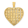 14K 3-D Filigree Diamond-cut Puffed Heart Pendant