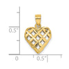14K 3-D Diamond-cut Lattice Filigree Puffed Heart Charm