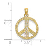 14K Flat Textured PEACE Sign Charm
