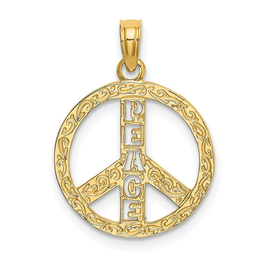Gold Polished Peace Sign Pendants