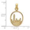 14K Chicago Skyline In Circle Frame Charm