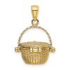 14K 3-D Nantucket Basket with Moveable Lid and Handle Charm