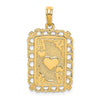 14K Ace of Hearts Playing Card Charm