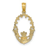 14K Engraved Claddagh In Oval with Lace Trim Charm