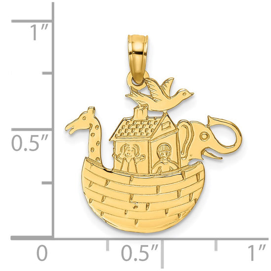 14K Textured Flat Noahs Ark Charm