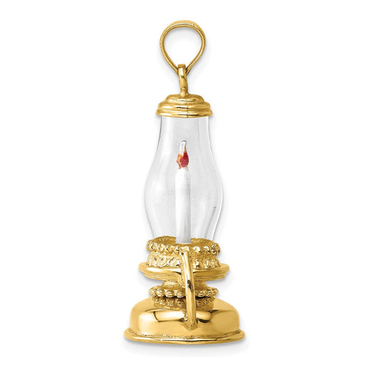 14K 3-D Glass Lantern with Enameled Candle Inside Charm