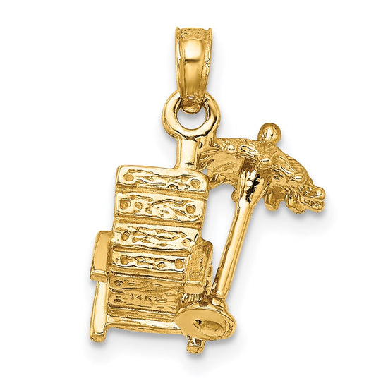 14K 3-D Beach Chair with Umbrella Charm
